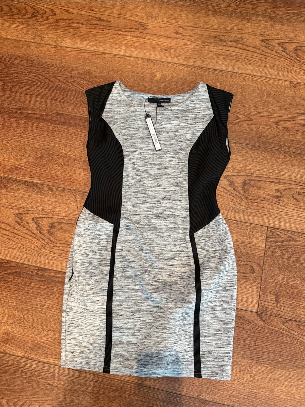 Harve Benard Gray and Black Colorblock Midi Dress